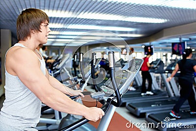 Man on the treadmill Stock Photo