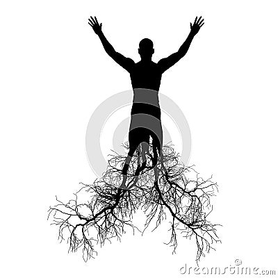 The man with tree roots Stock Photo