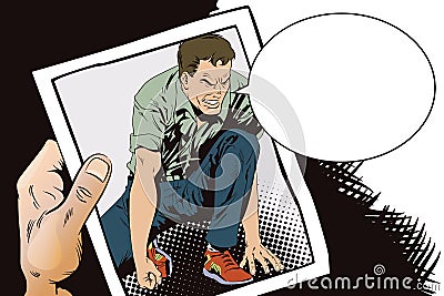 Man tries to get up from his knees. Stock illustration. People i Vector Illustration