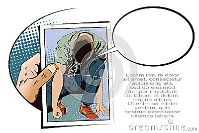 Man tries to get up from his knees. Stock illustration. People i Vector Illustration