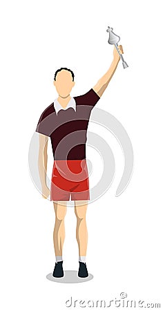 Man with trophy. Vector Illustration