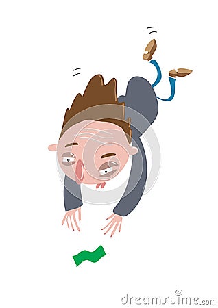Man trying to catch money on the fly Vector Illustration