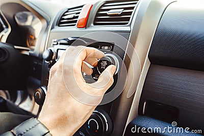 Car radio in the car Stock Photo