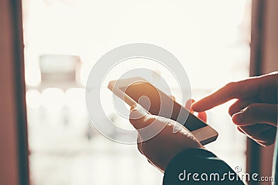 Man Typing Phone Message On Social Network Stock Photo