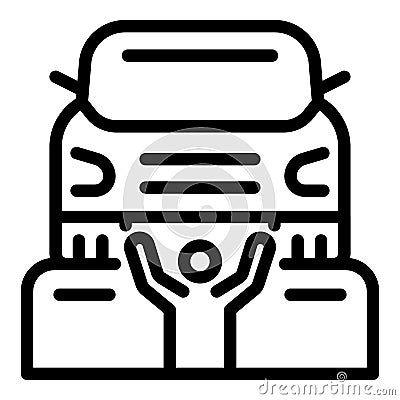 Man under car repair icon, outline style Vector Illustration