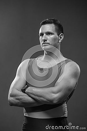 Man upper body, portrait muscular strong Stock Photo