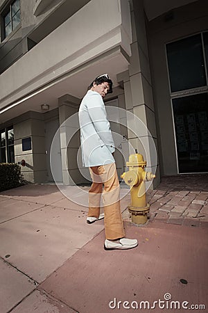 Man Urinating On A Fire Hydrant Royalty Free Stock Photo 
