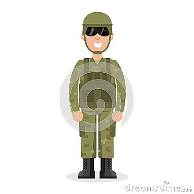 Man US Army soldiers in camouflage. Vector Illustration