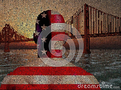 Man in US national colors Stock Photo