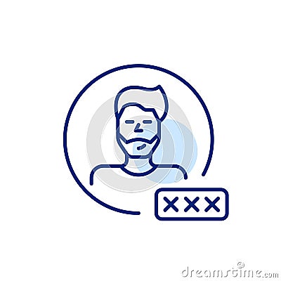 Man user avatar with password input box. Secure login, account protection and verified access. Pixel perfect Vector Illustration