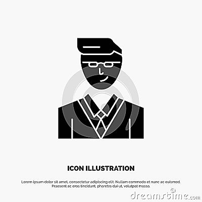Man, User, Manager, Student solid Glyph Icon vector Vector Illustration