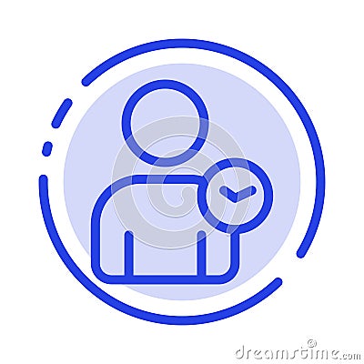 Man, User, Time, Basic Blue Dotted Line Line Icon Vector Illustration