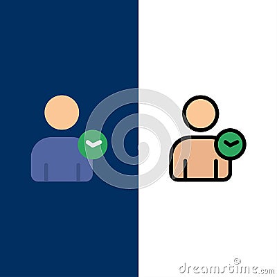 Man, User, Time, Basic Icons. Flat and Line Filled Icon Set Vector Blue Background Vector Illustration