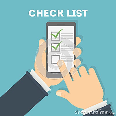 Man using checklist app Vector Illustration