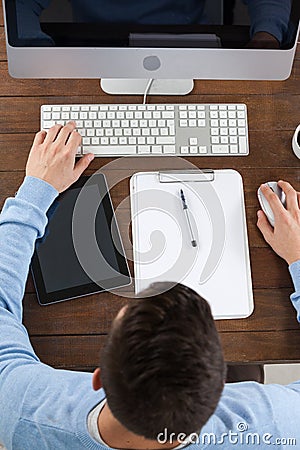 Man using computer Editorial Stock Photo