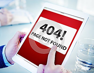 Man Using Digital Tablet Page Not Found Stock Photo