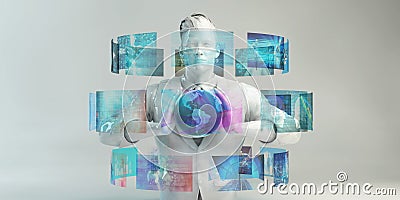 Man Using Futuristic Graphical User Interface Stock Photo