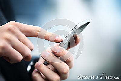 Man using mobile smart phone Stock Photo