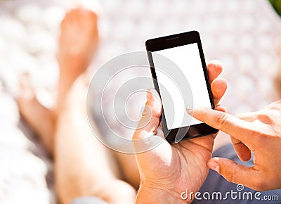 Man using mobile smart phone Stock Photo