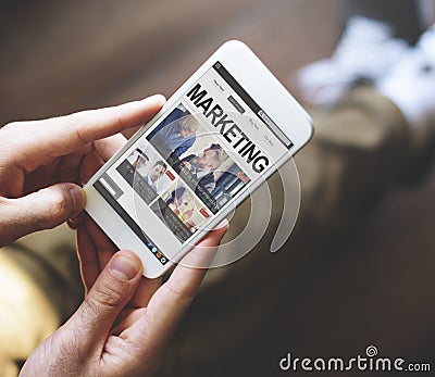 Man Using Smartphone Application Technology Concept Stock Photo