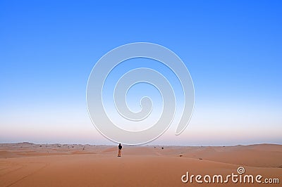 Man in the vast desert Editorial Stock Photo