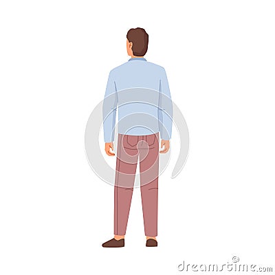 Man view from behind, flat cartoon character Vector Illustration