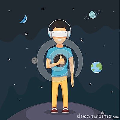 Man with virtual reality Vector Illustration