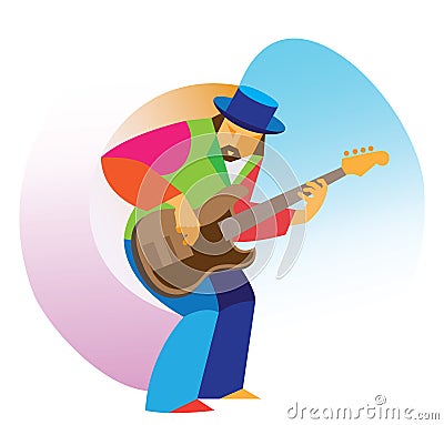 The man is a virtuoso jazz guitarist Vector Illustration