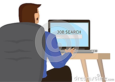 Man visiting job search career website. Recruitment Occupation Career Concept Vector Illustration