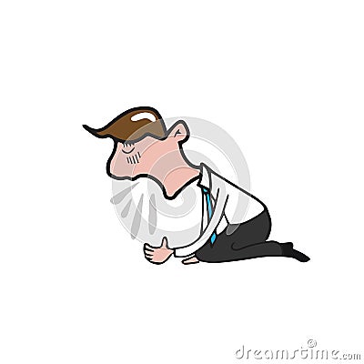 Man vomitting Vector Illustration