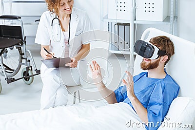 Man in VR during therapy Stock Photo