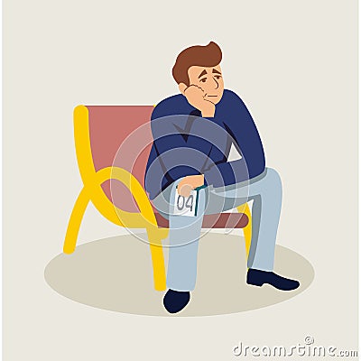 Man waiting in queue flat vector illustration Vector Illustration