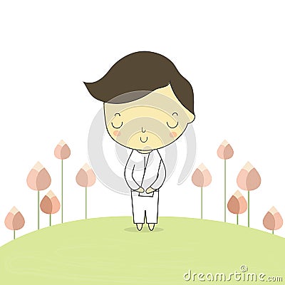 Man walk practice the dharma Vector Illustration