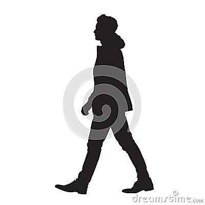 Man walking forward, isolated vector silhouette, side view Vector Illustration