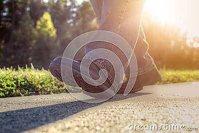 Man walking on road. Stock Photo