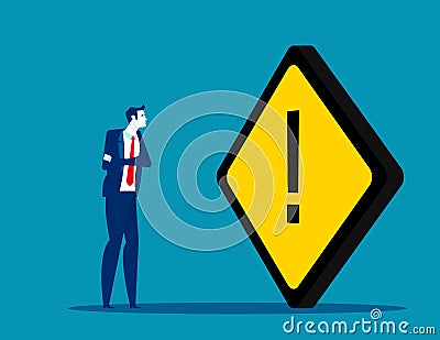 The man was blocked by the yellow exclamation mark Vector Illustration