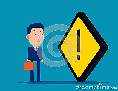 The man was blocked by the yellow exclamation mark Vector Illustration