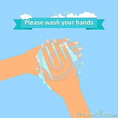 Man washing hands Vector Illustration