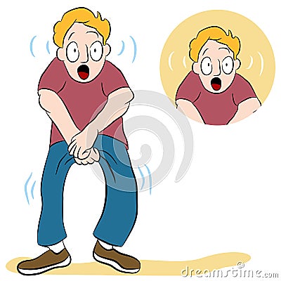 Man With A Weak Bladder Vector Illustration