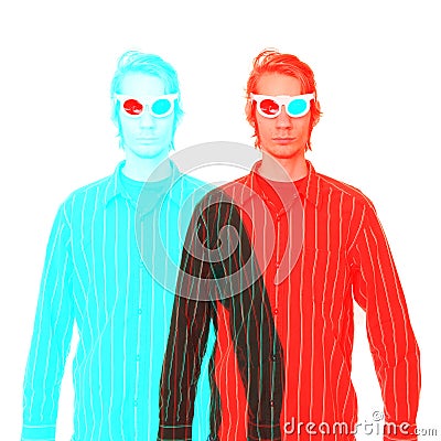 Man Wearing 3D Glasses Stock Photo