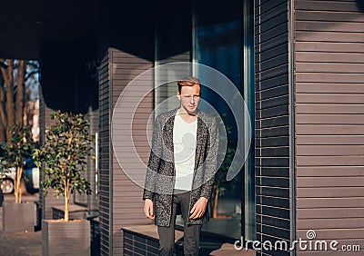 Man wearing casual clothes in city Stock Photo