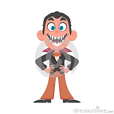 A man wearing a costume as a vampire. This is a Halloween-related topic. Cartoon style, Vector Illustration Vector Illustration