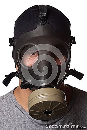 Man Wearing Gas Mask Stock Photo