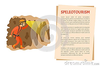 Person in Cave, SpeleoTourism, Activity Vector Vector Illustration