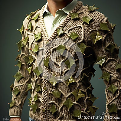 Quirky Ivy Sweater: A Highly Detailed Realism Leaf Sweater With A Twist Stock Photo