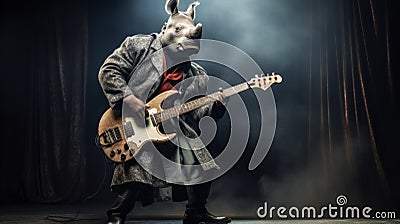 Rhino Rock: A Hip-hop Inspired Schlieren Photography With Edgy Caricatures Stock Photo