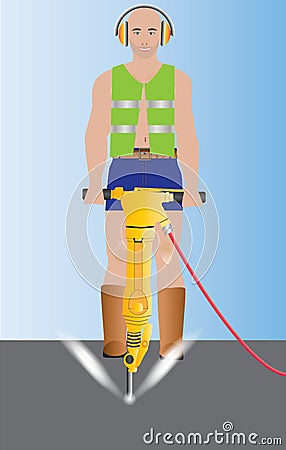 Jack Hammer Drill Vector Illustration