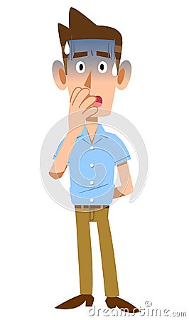 A man wearing a short-sleeved shirt with a pale expression Vector Illustration