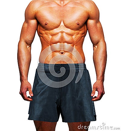 Man wearing shorts on white Stock Photo