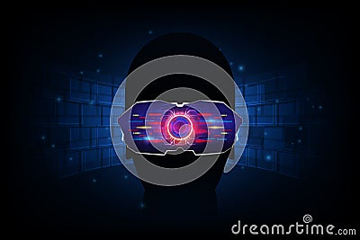 Man wearing virtual reality headset. Abstract vr. Vector illustration Vector Illustration